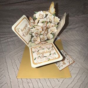 Elegant Gold and Cream Pop-Up Birthday Card